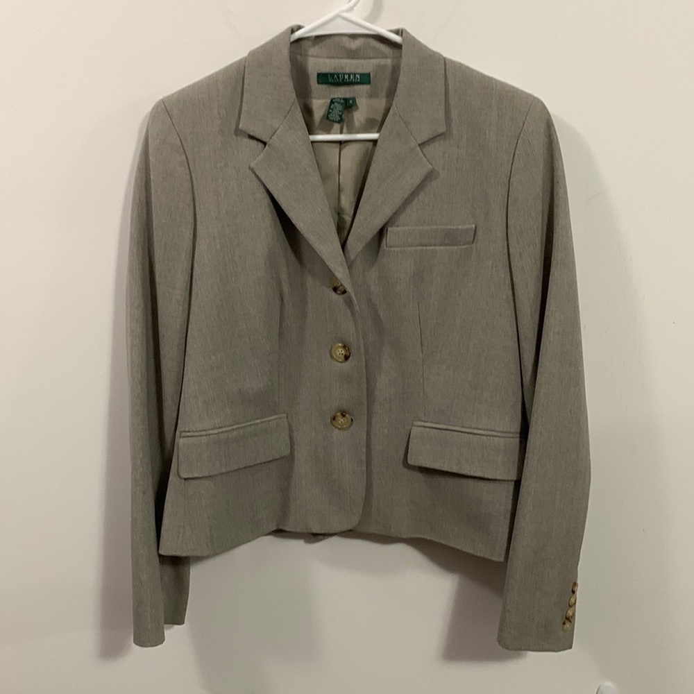 Lauren Ralph Lauren Lined Gray Blazer Size 10, Wool blend, good condition